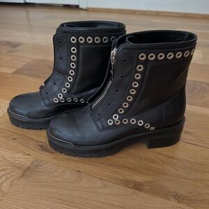 Alexander McQueen Black Ankle Boots with Eyelet Detailing